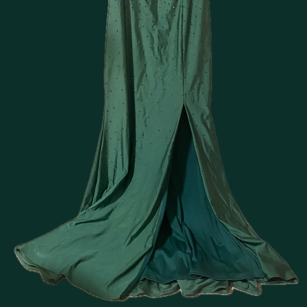 Cinderella Divine Green Rhinestoned Prom Dress - Picture 3 of 5